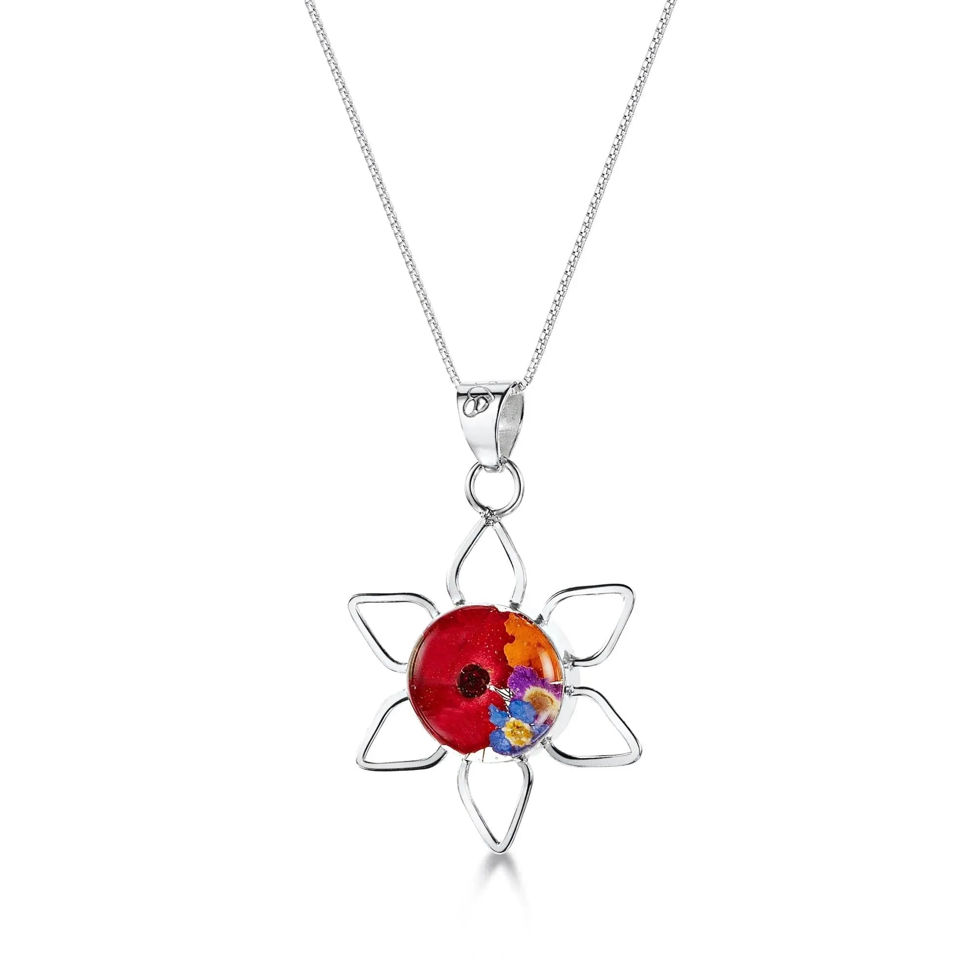 Zilveren zonneketting met echte bloemen - Shrieking Violet®