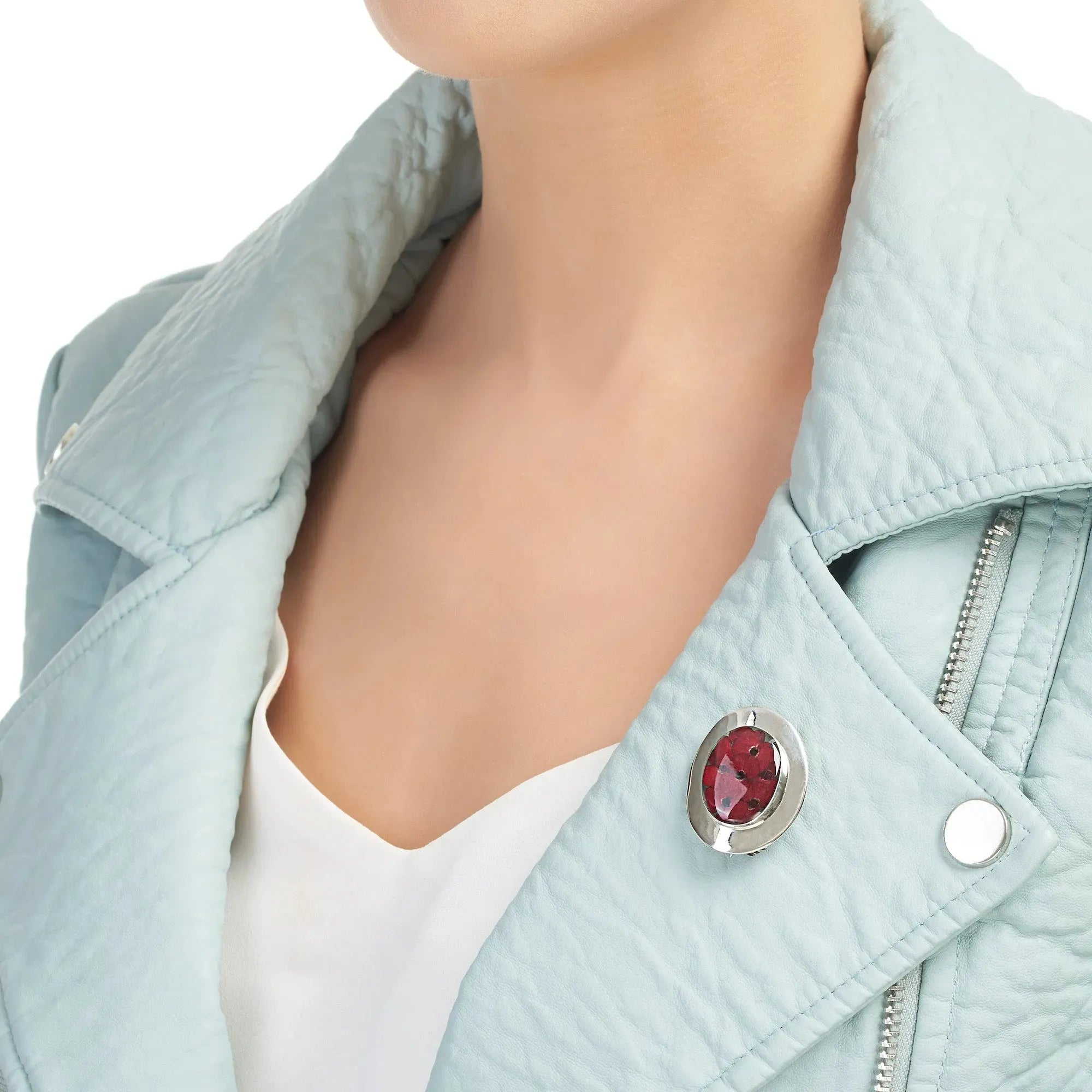 Broche de papoula. Broche oval de prata esterlina feito à mão com flores reais por Shrieking Violet®