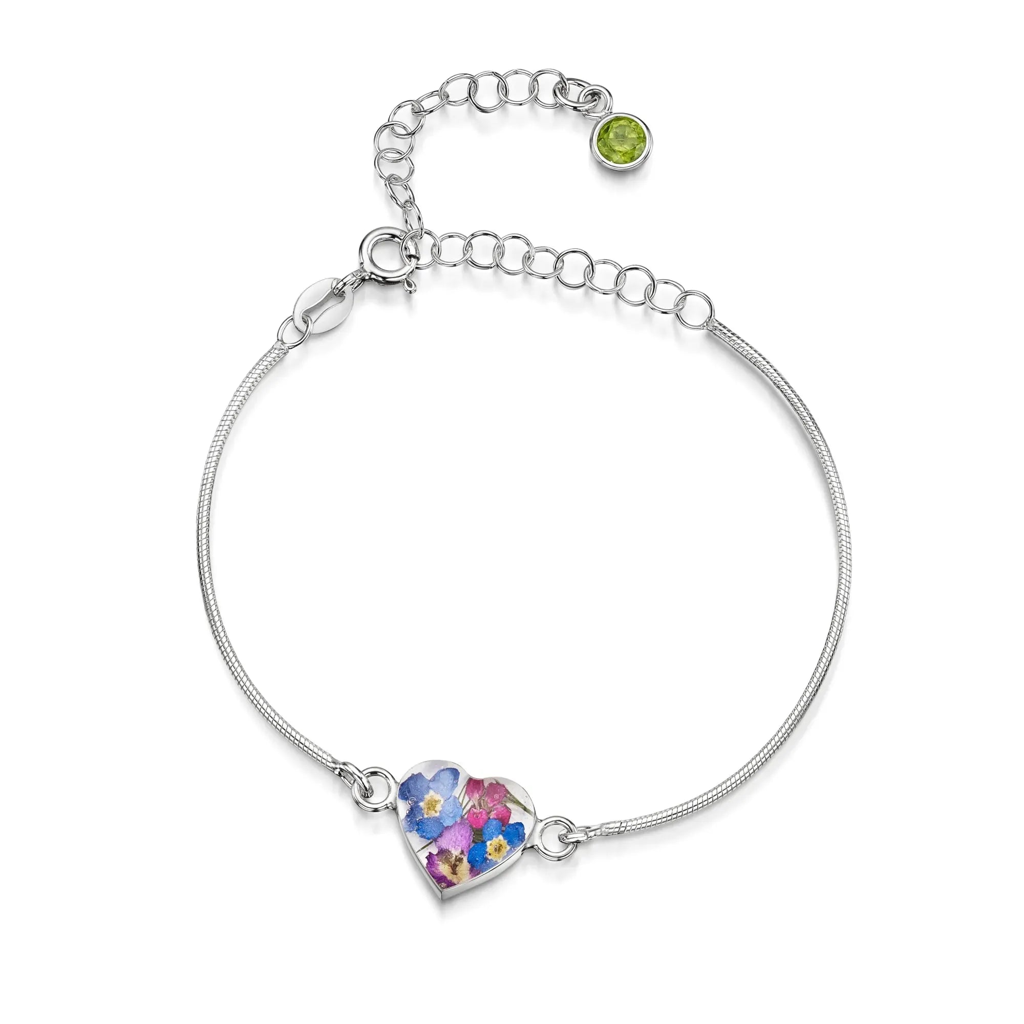 Pulseiras personalizadas de flores com pedra do mês em prata esterlina | Violeta Gritante®