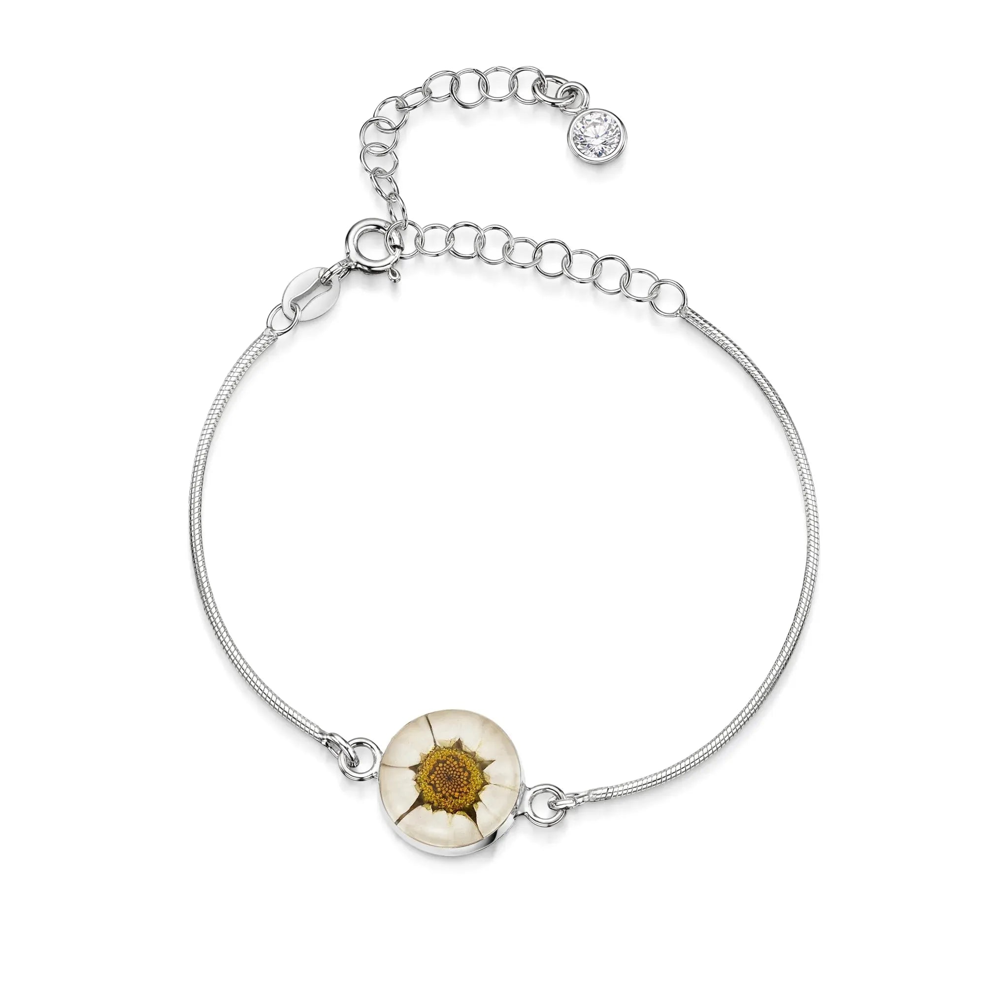 Pulseiras personalizadas de flores com pedra do mês em prata esterlina | Violeta Gritante®
