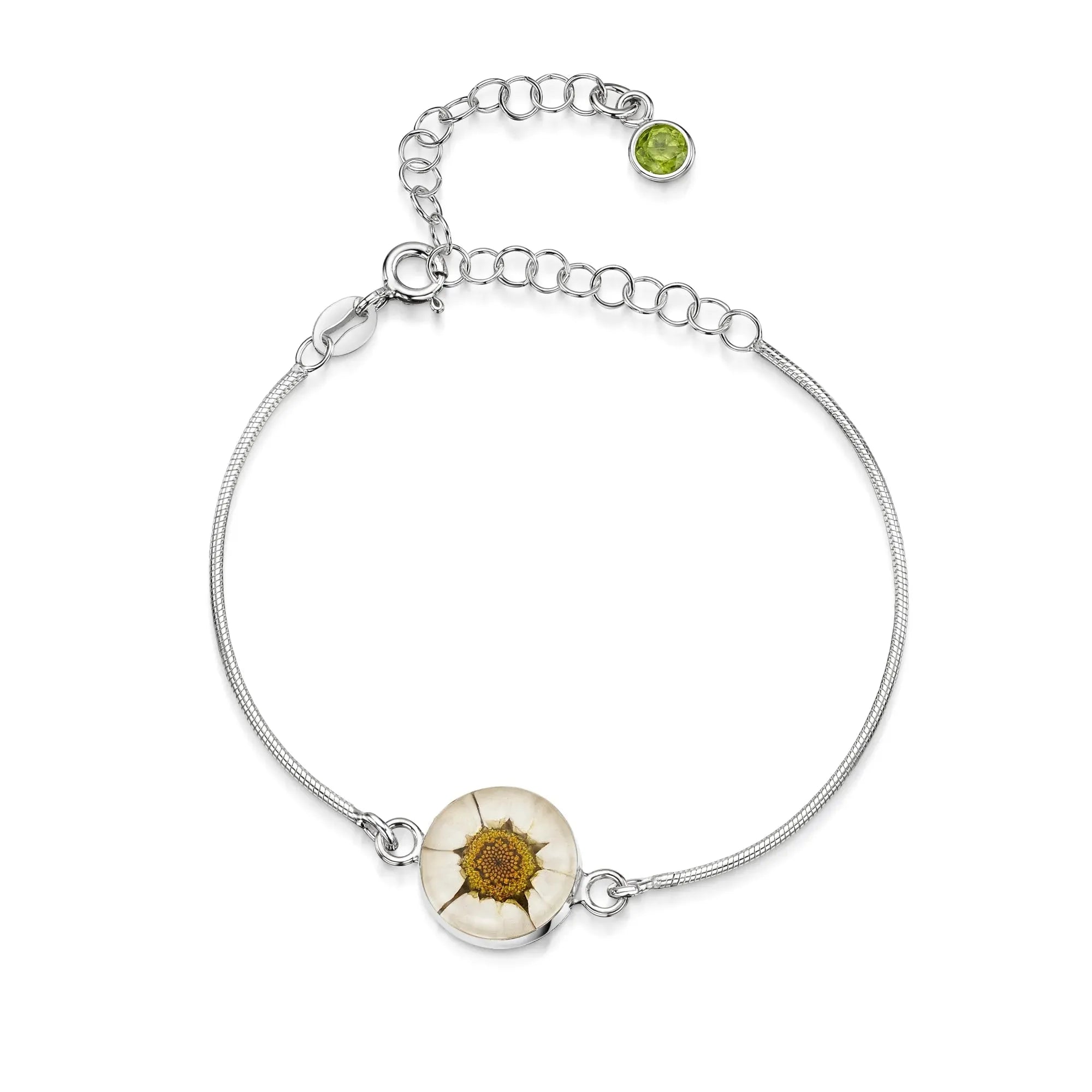 Pulseiras personalizadas de flores com pedra do mês em prata esterlina | Violeta Gritante®