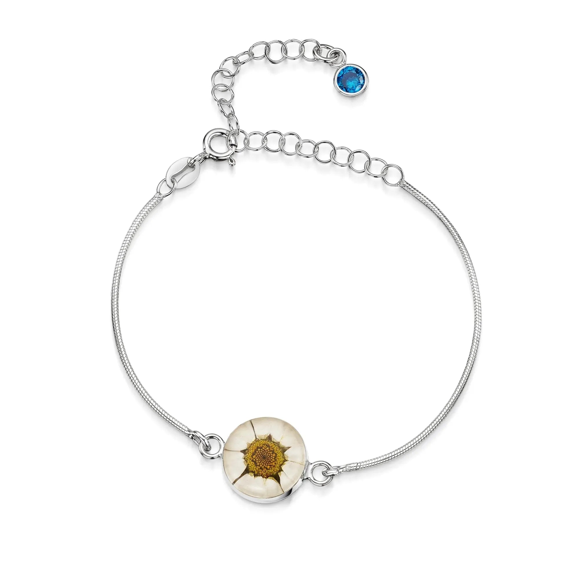 Pulseiras personalizadas de flores com pedra do mês em prata esterlina | Violeta Gritante®