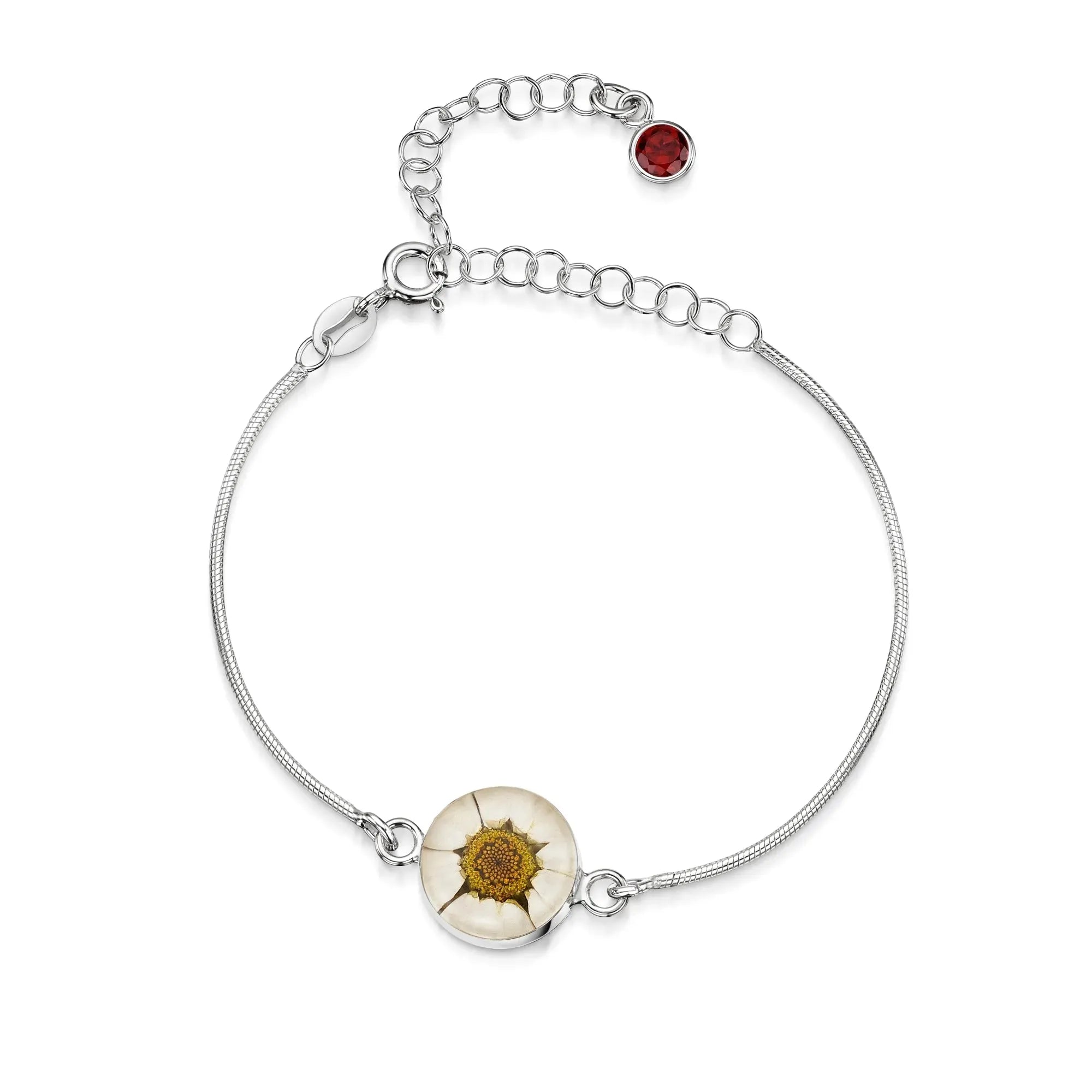 Pulseiras personalizadas de flores com pedra do mês em prata esterlina | Violeta Gritante®