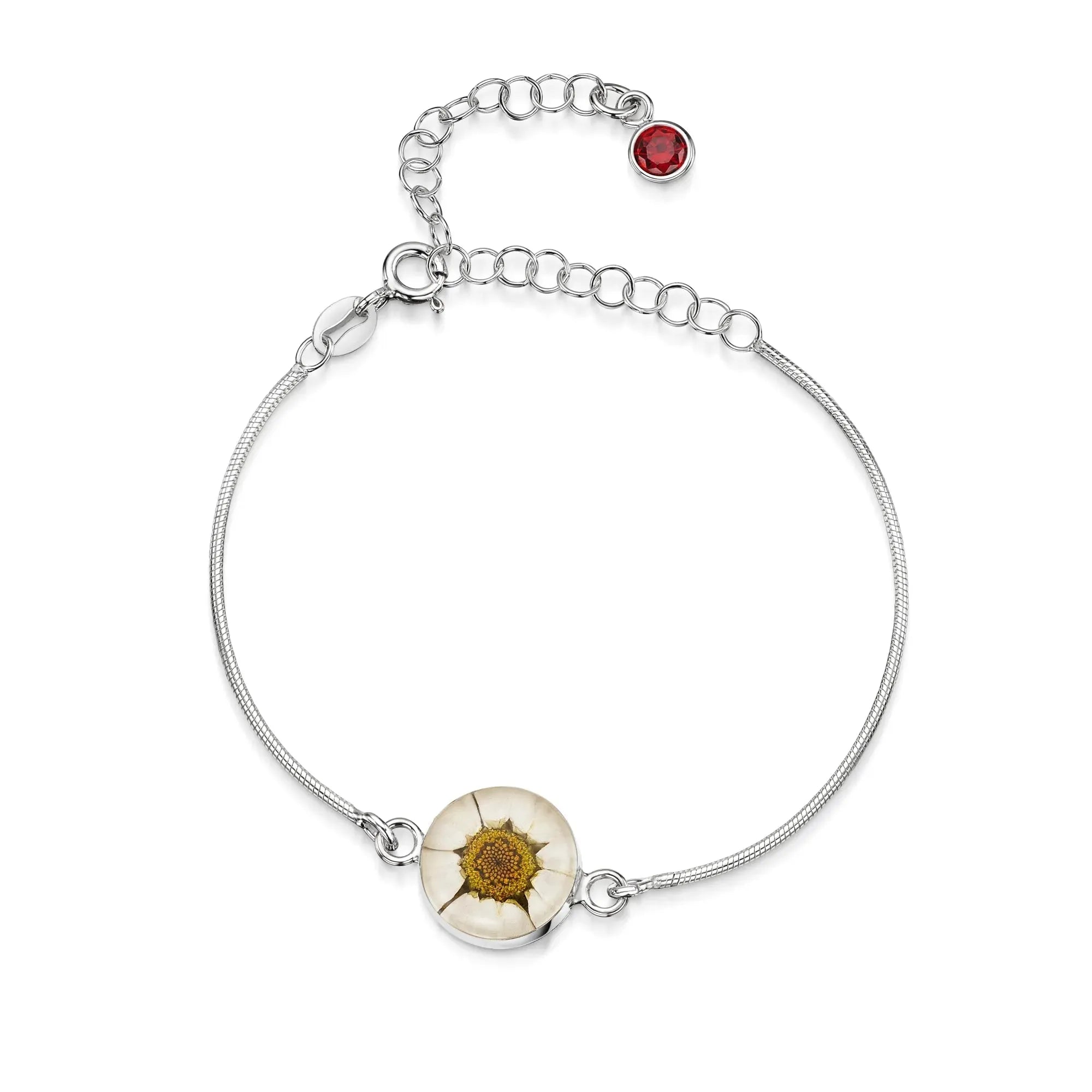 Pulseiras personalizadas de flores com pedra do mês em prata esterlina | Violeta Gritante®