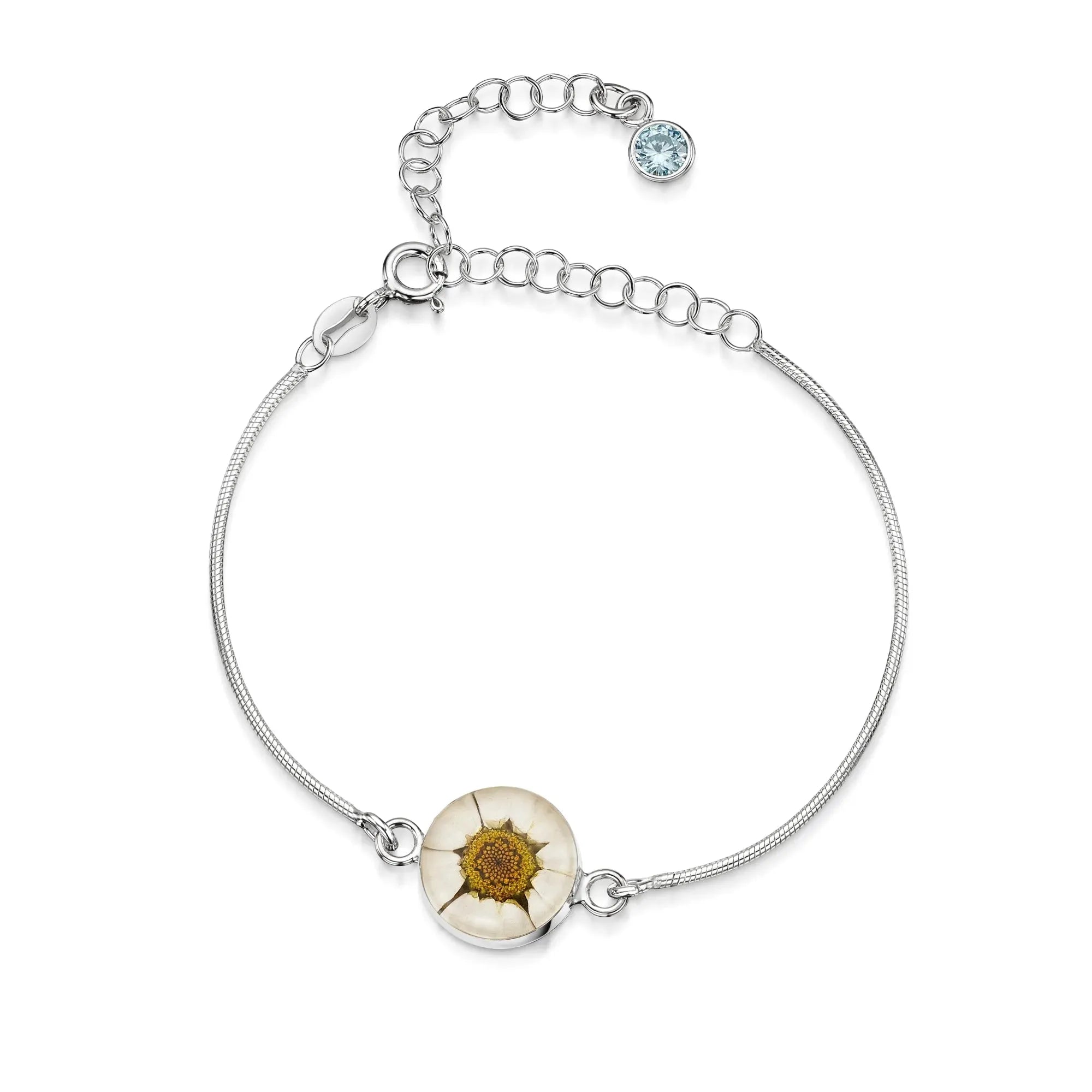 Pulseiras personalizadas de flores com pedra do mês em prata esterlina | Violeta Gritante®