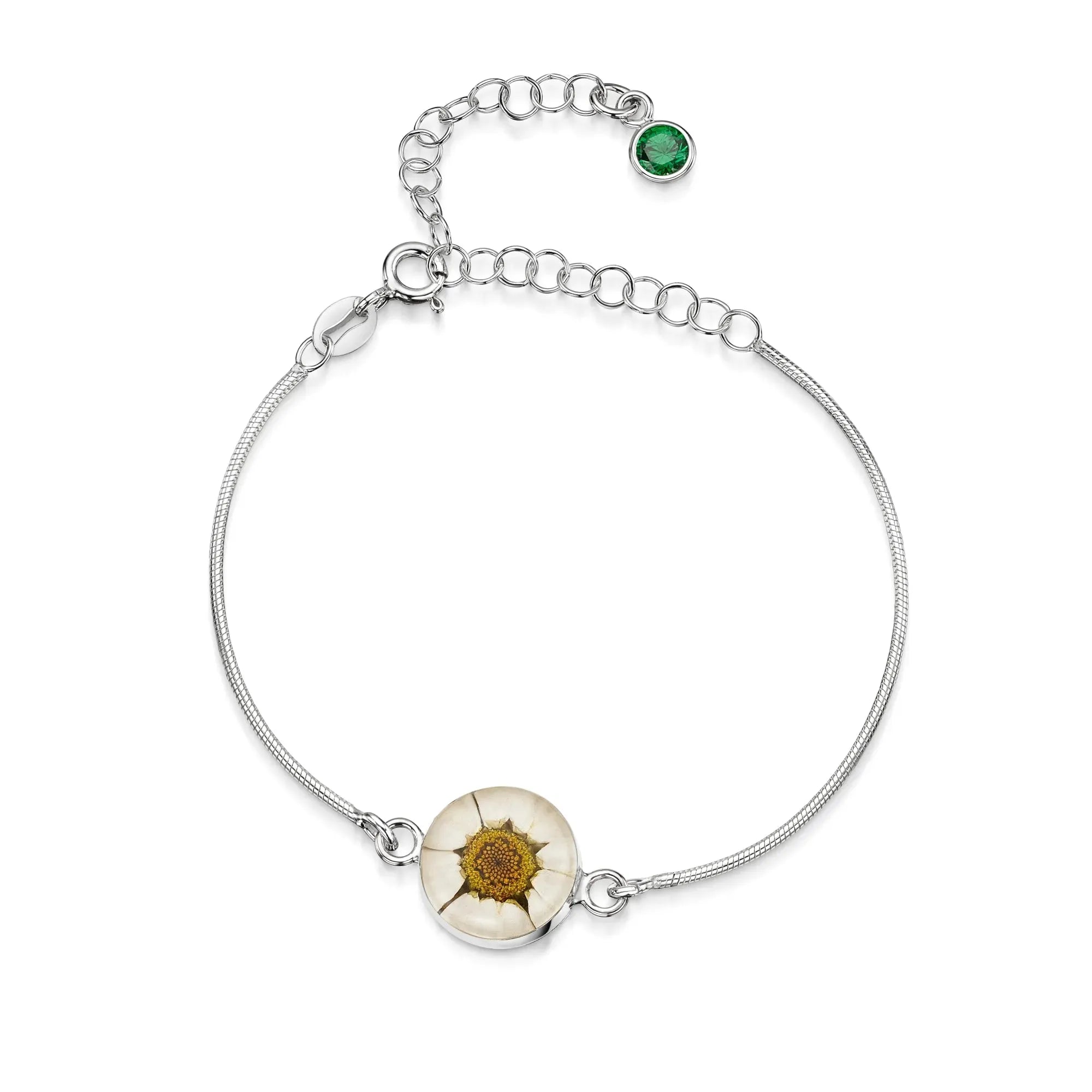 Pulseiras personalizadas de flores com pedra do mês em prata esterlina | Violeta Gritante®