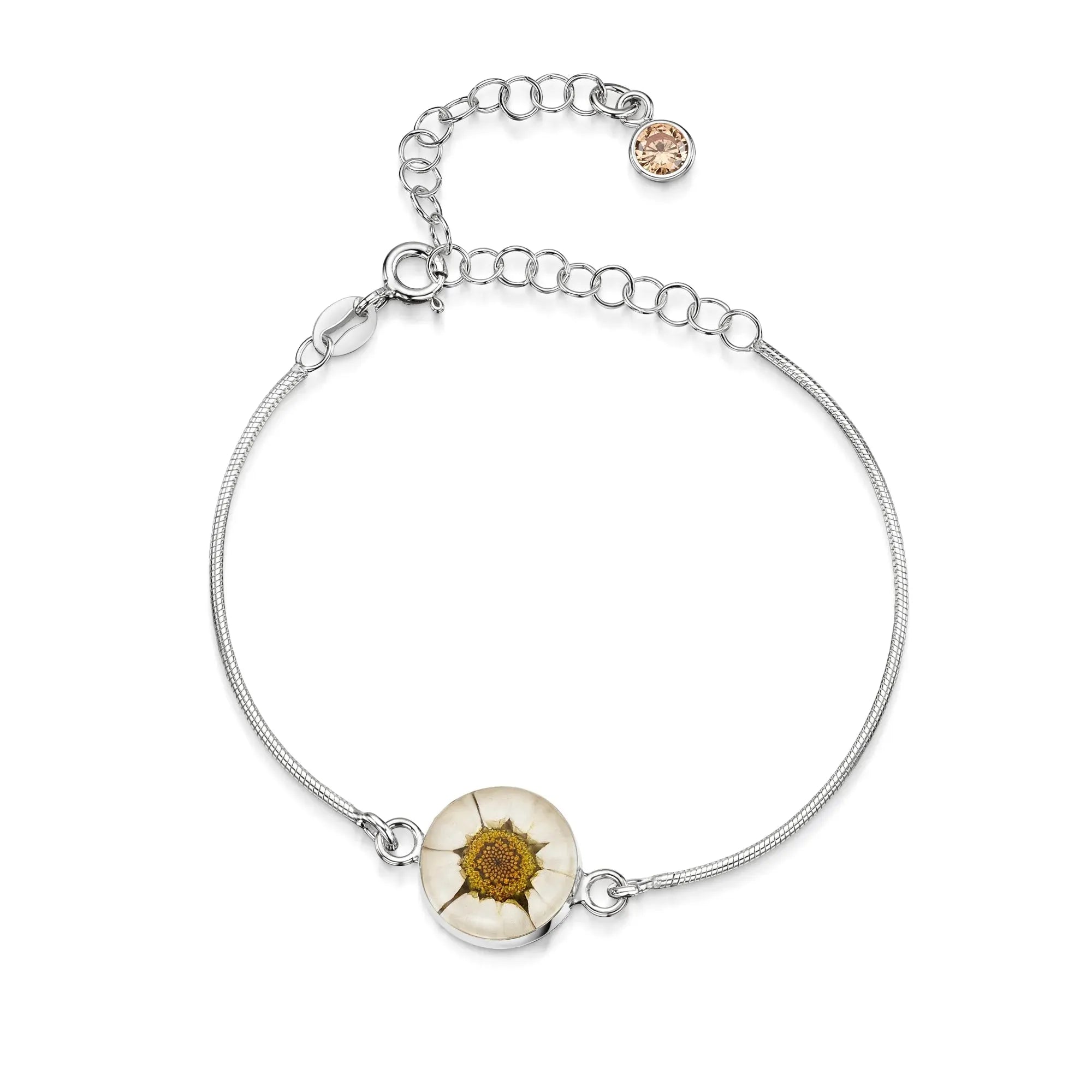 Pulseiras personalizadas de flores com pedra do mês em prata esterlina | Violeta Gritante®