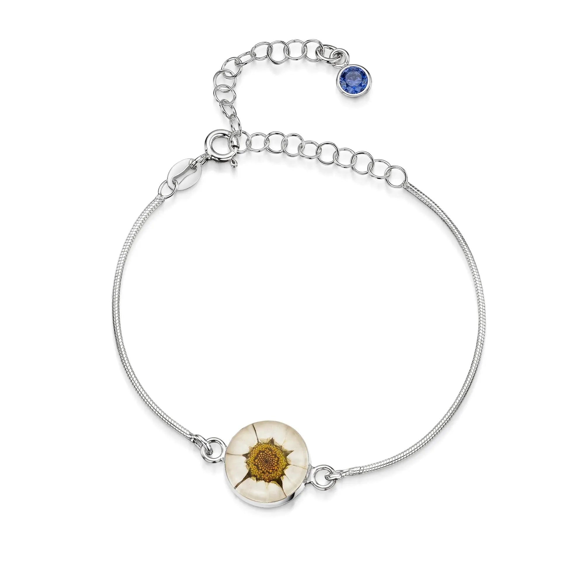 Pulseiras personalizadas de flores com pedra do mês em prata esterlina | Violeta Gritante®