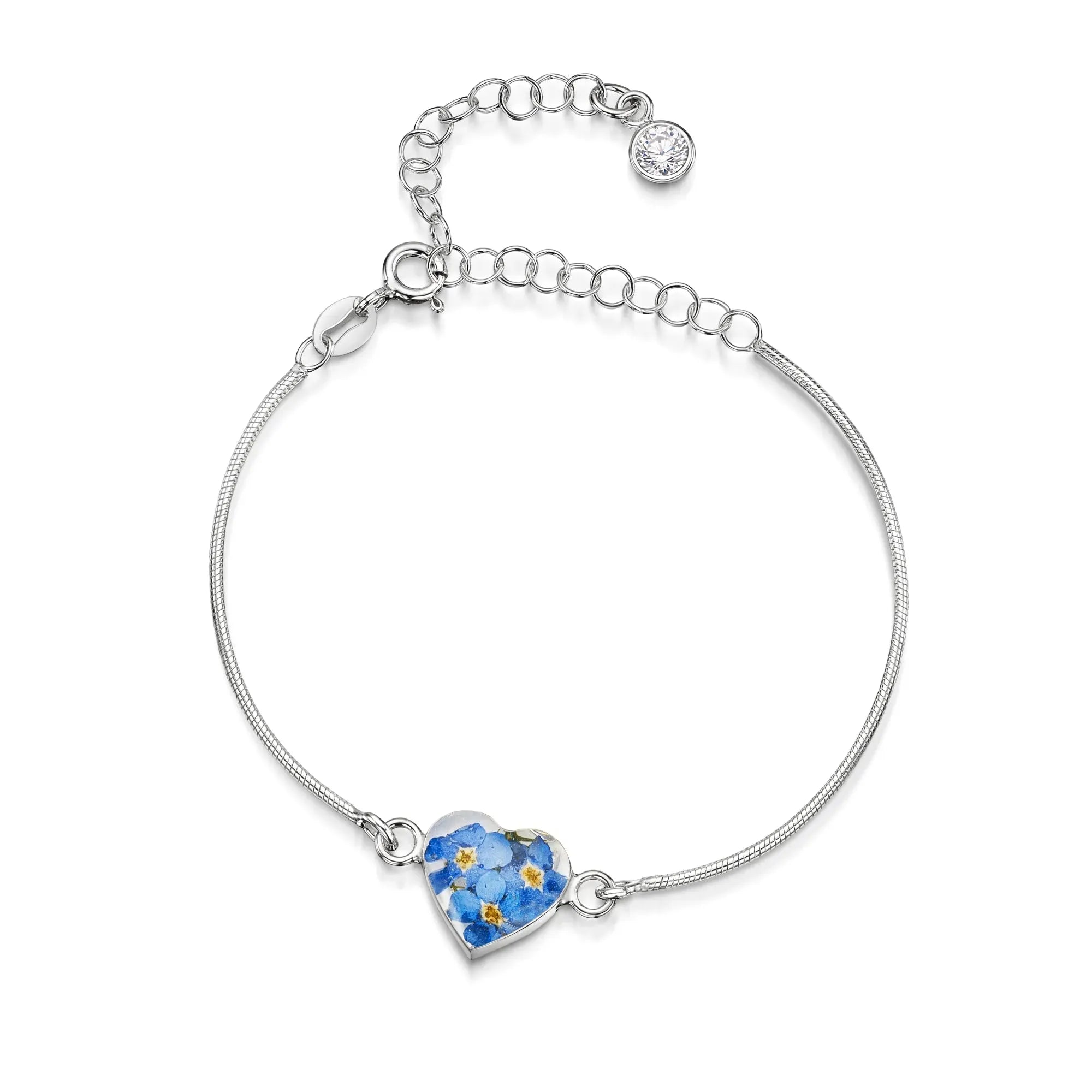 Pulseiras personalizadas de flores com pedra do mês em prata esterlina | Violeta Gritante®