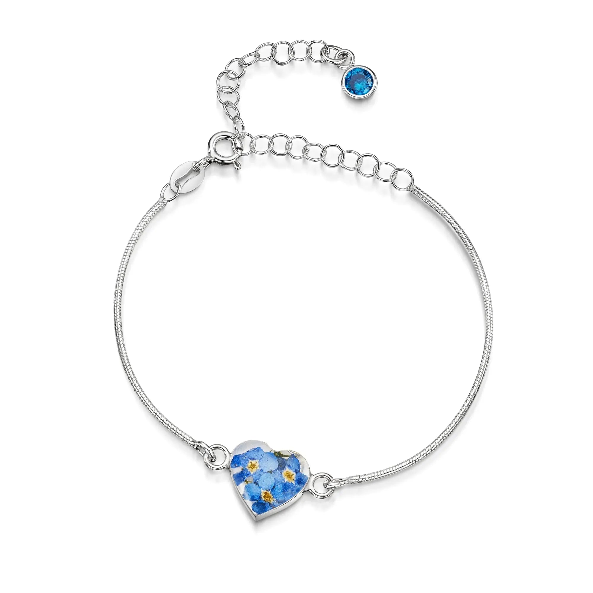 Pulseiras personalizadas de flores com pedra do mês em prata esterlina | Violeta Gritante®