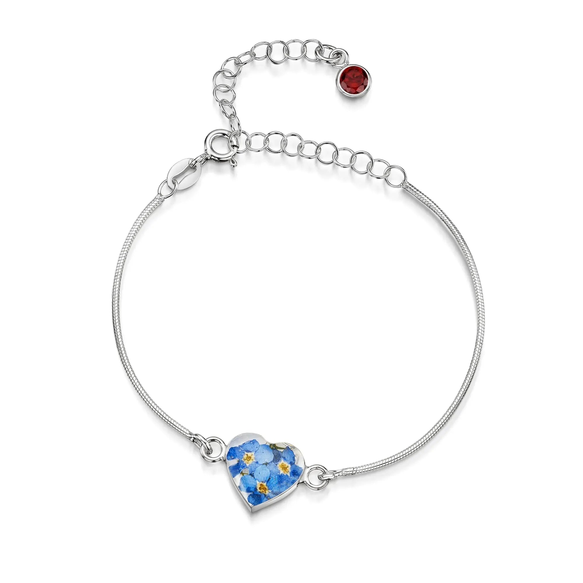 Pulseiras personalizadas de flores com pedra do mês em prata esterlina | Violeta Gritante®
