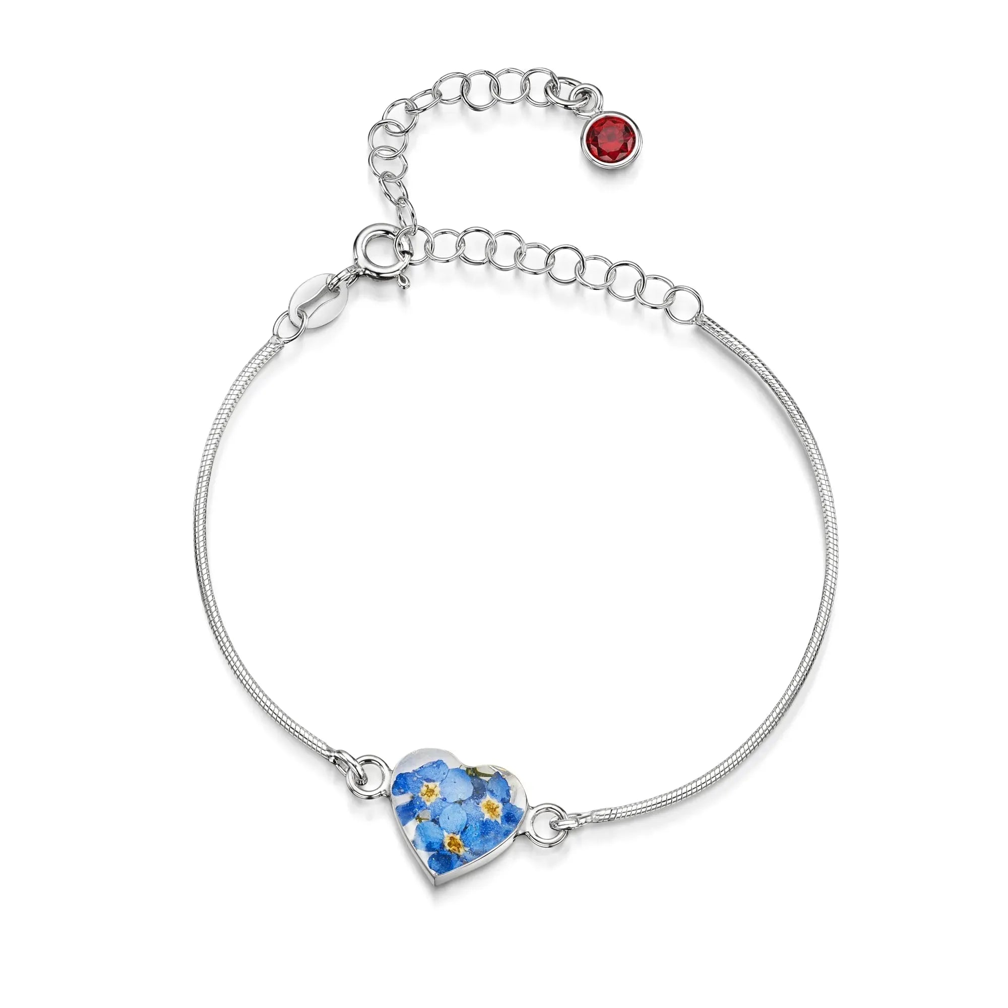 Pulseiras personalizadas de flores com pedra do mês em prata esterlina | Violeta Gritante®
