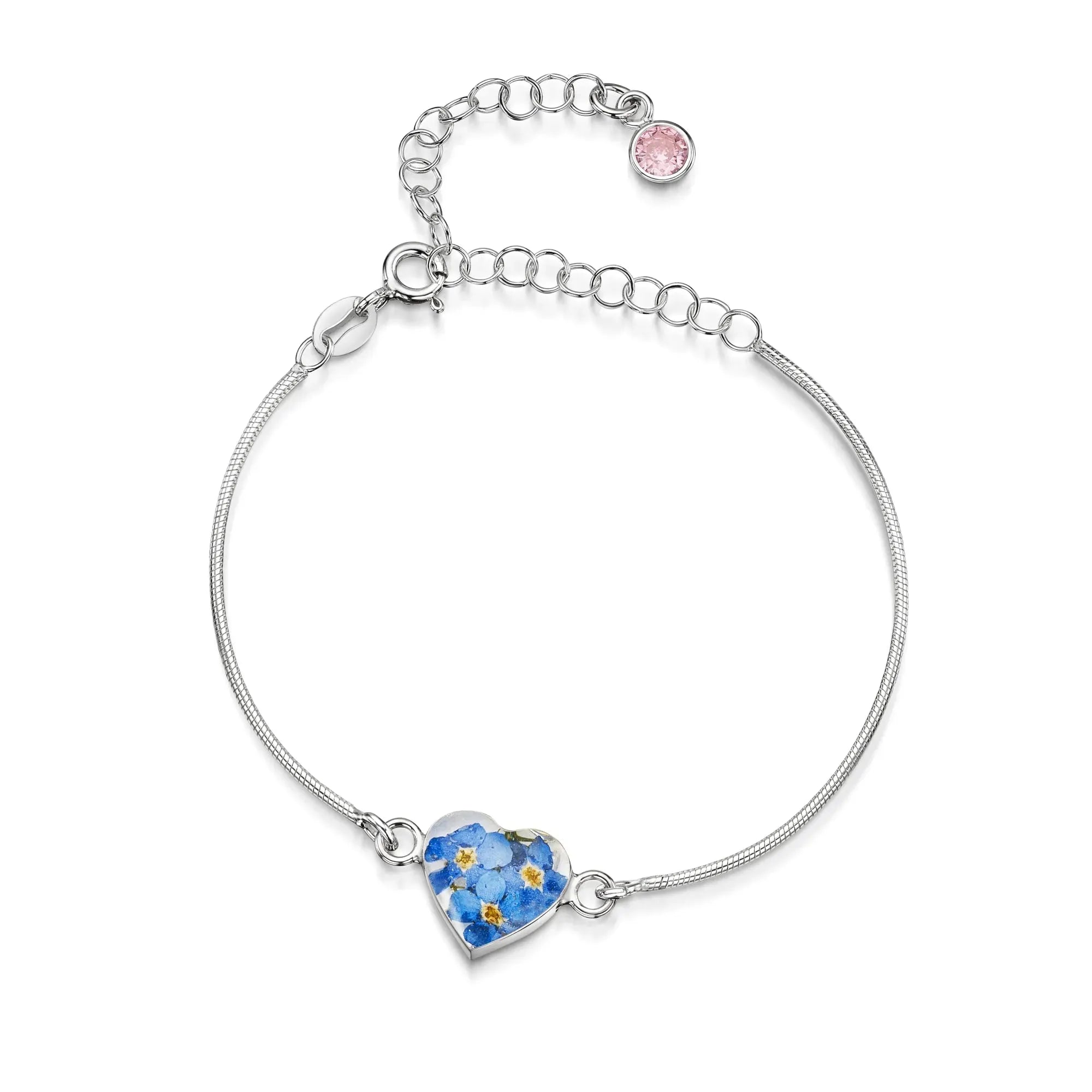 Pulseiras personalizadas de flores com pedra do mês em prata esterlina | Violeta Gritante®