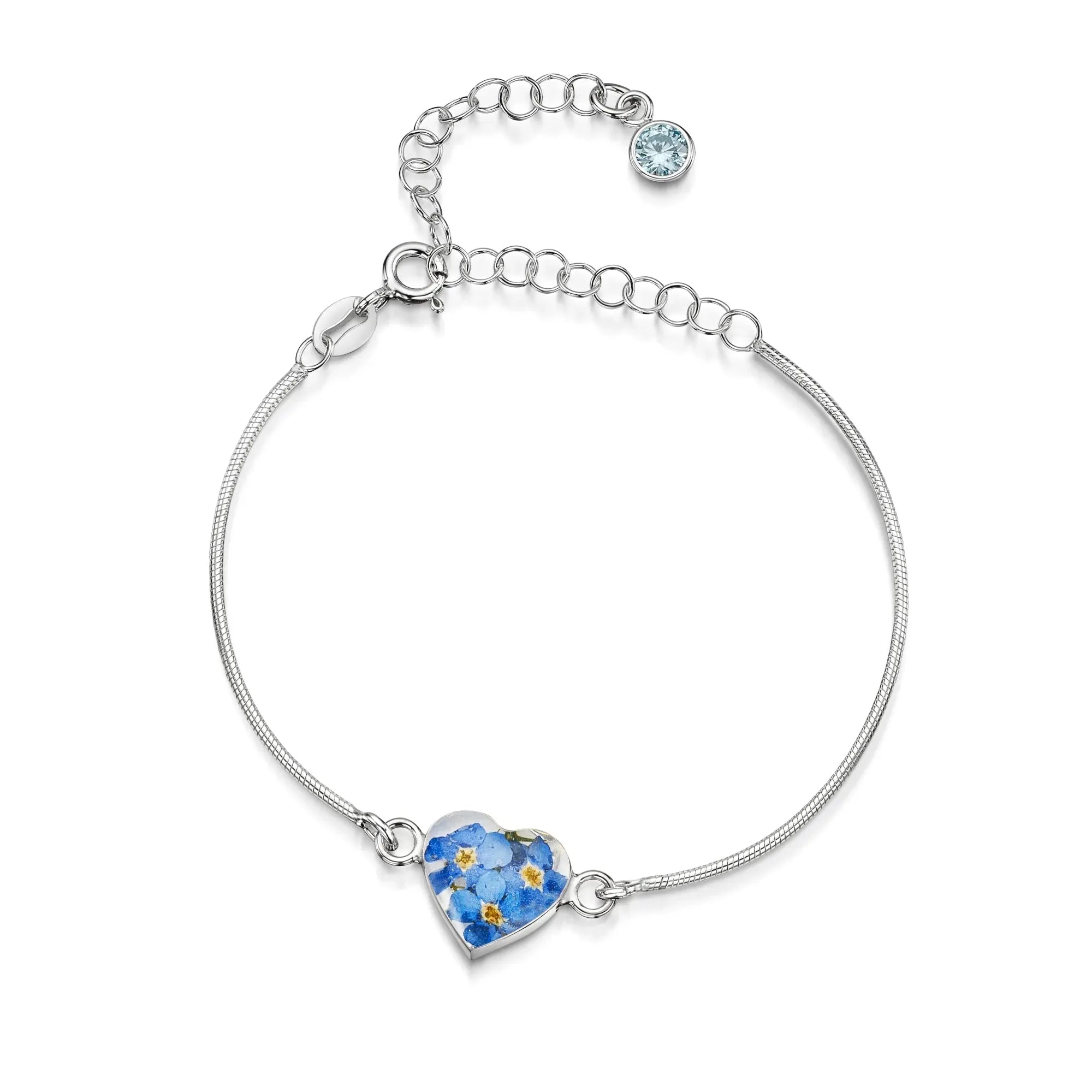 Pulseiras personalizadas de flores com pedra do mês em prata esterlina | Violeta Gritante®