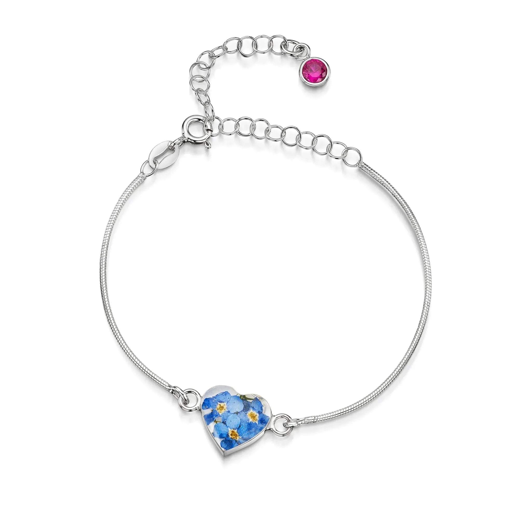 Pulseiras personalizadas de flores com pedra do mês em prata esterlina | Violeta Gritante®