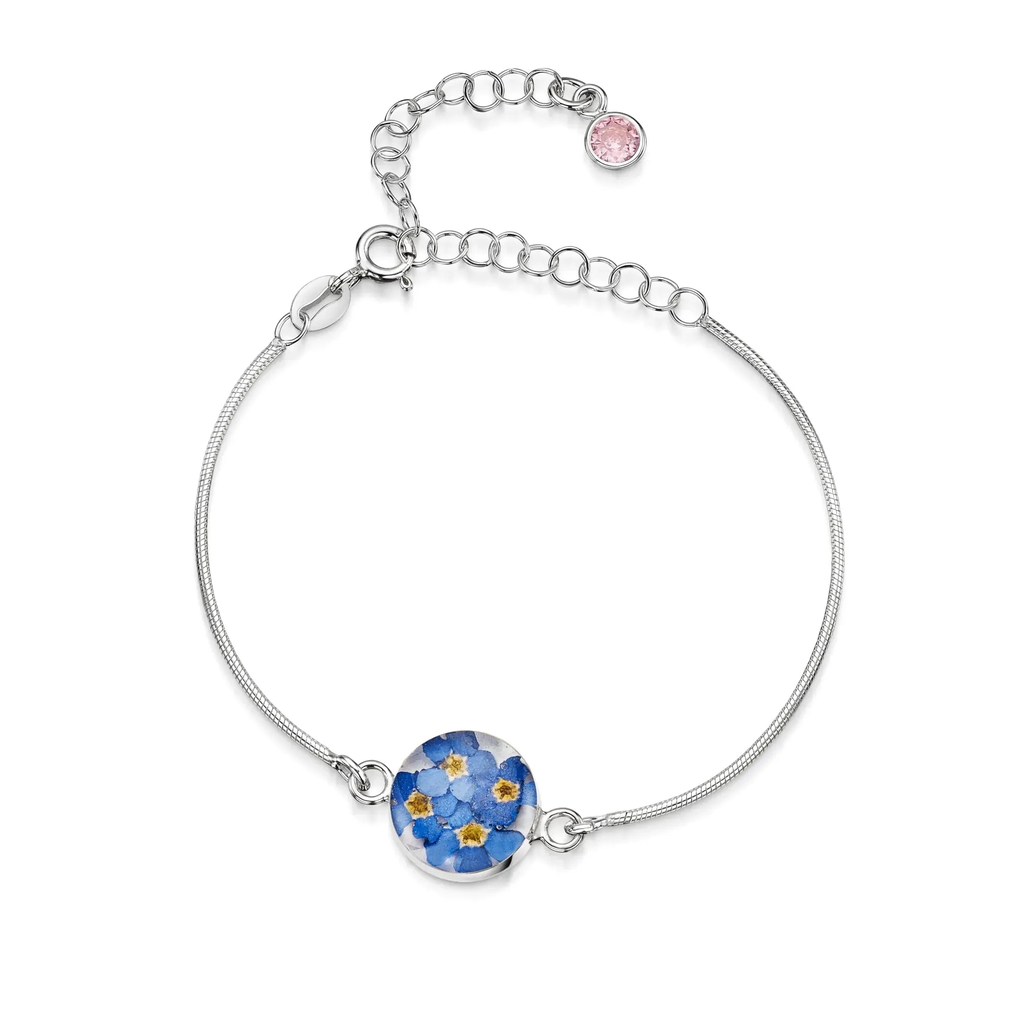 Pulseiras personalizadas de flores com pedra do mês em prata esterlina | Violeta Gritante®