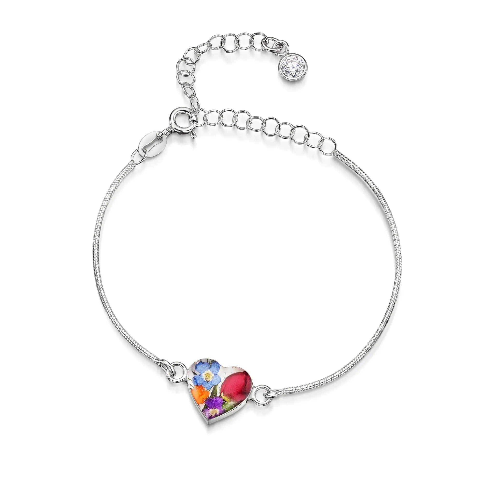 Pulseiras personalizadas de flores com pedra do mês em prata esterlina | Violeta Gritante®