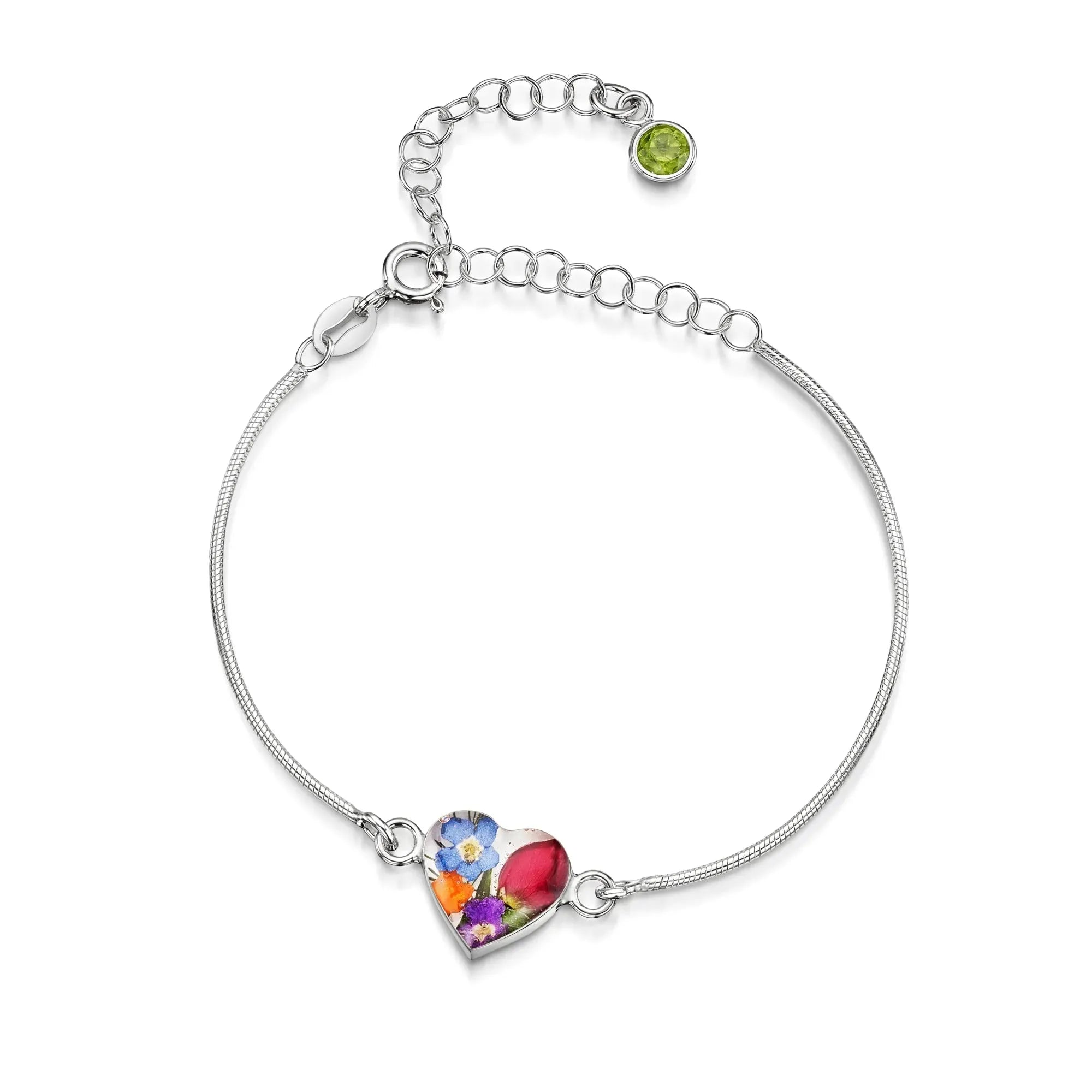 Pulseiras personalizadas de flores com pedra do mês em prata esterlina | Violeta Gritante®
