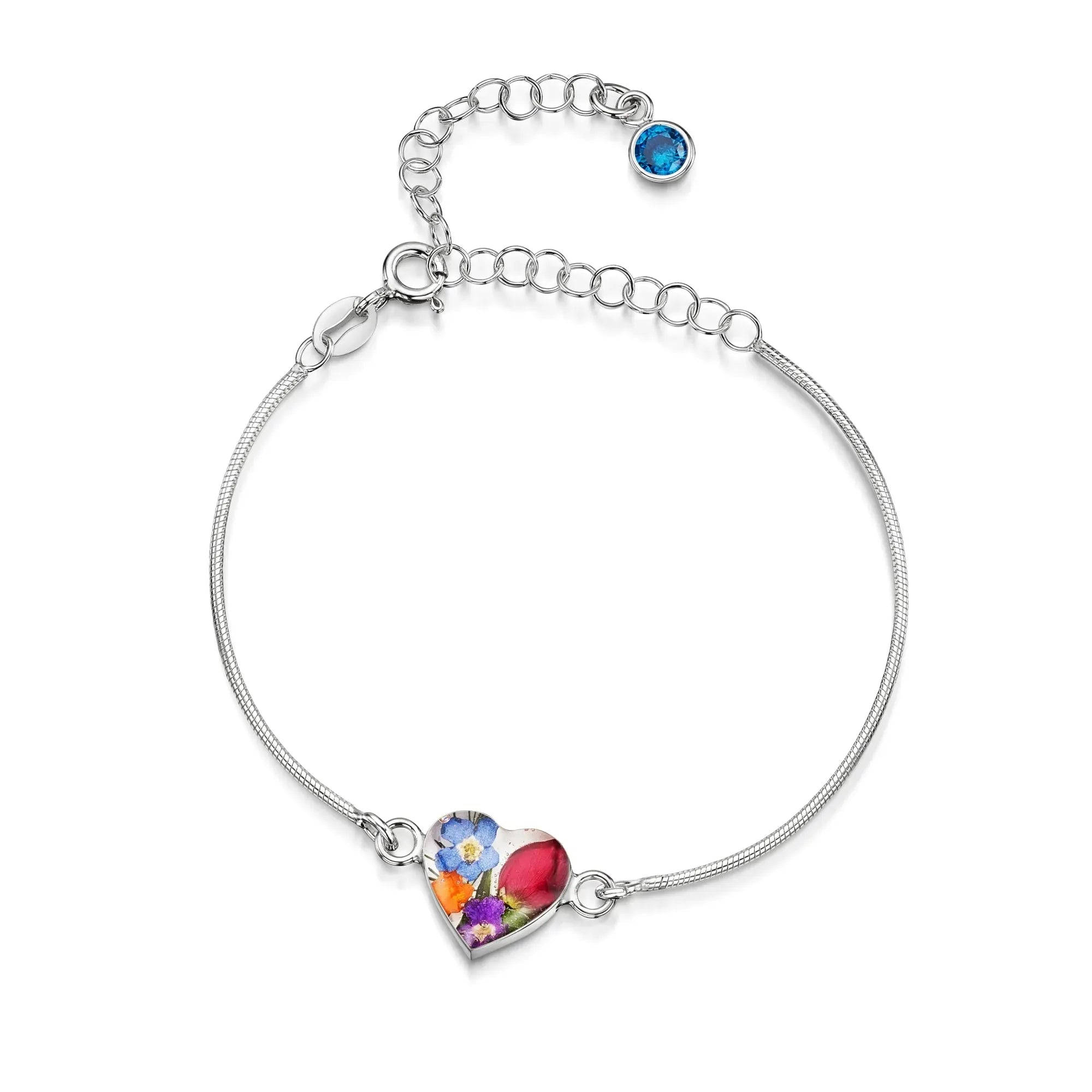 Pulseiras personalizadas de flores com pedra do mês em prata esterlina | Violeta Gritante®