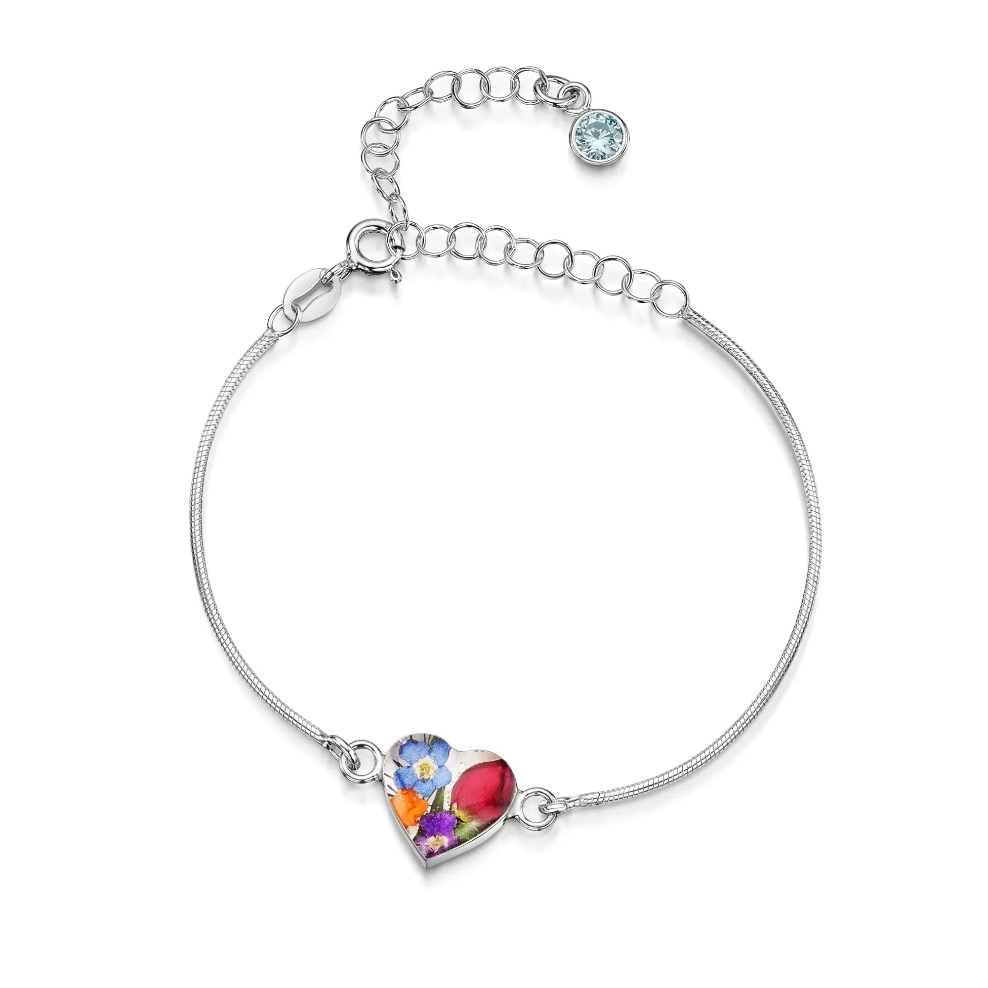 Pulseiras personalizadas de flores com pedra do mês em prata esterlina | Violeta Gritante®