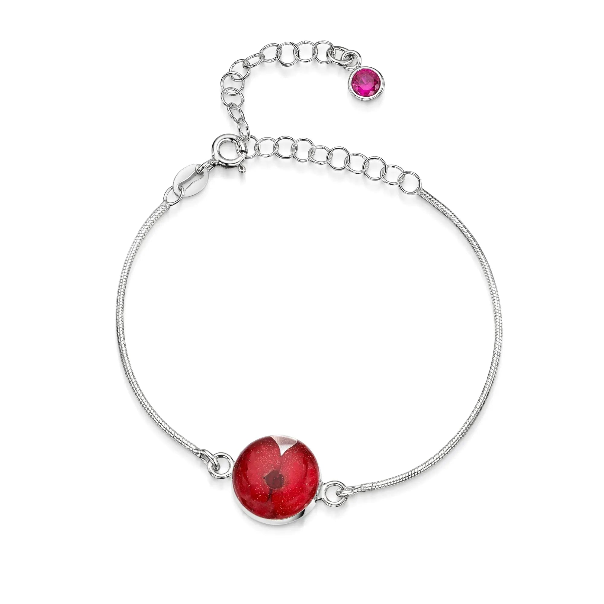 Pulseiras personalizadas de flores com pedra do mês em prata esterlina | Violeta Gritante®