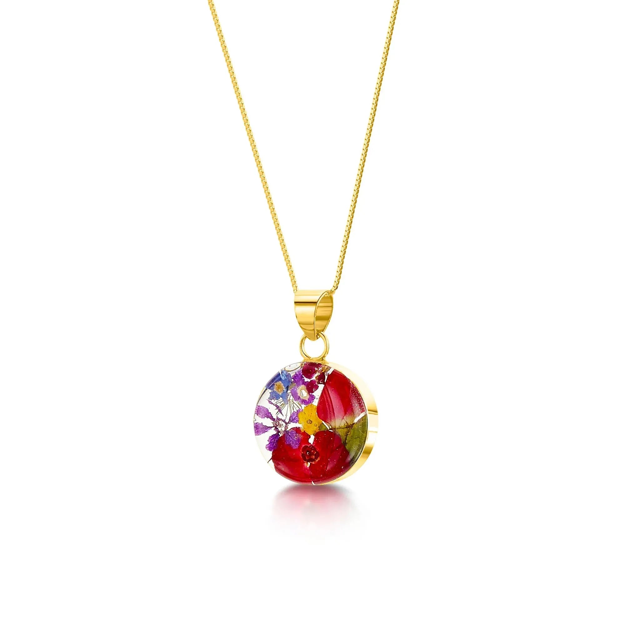Rond hangertje van sterling zilver met echte bloemen van Shrieking Violet®