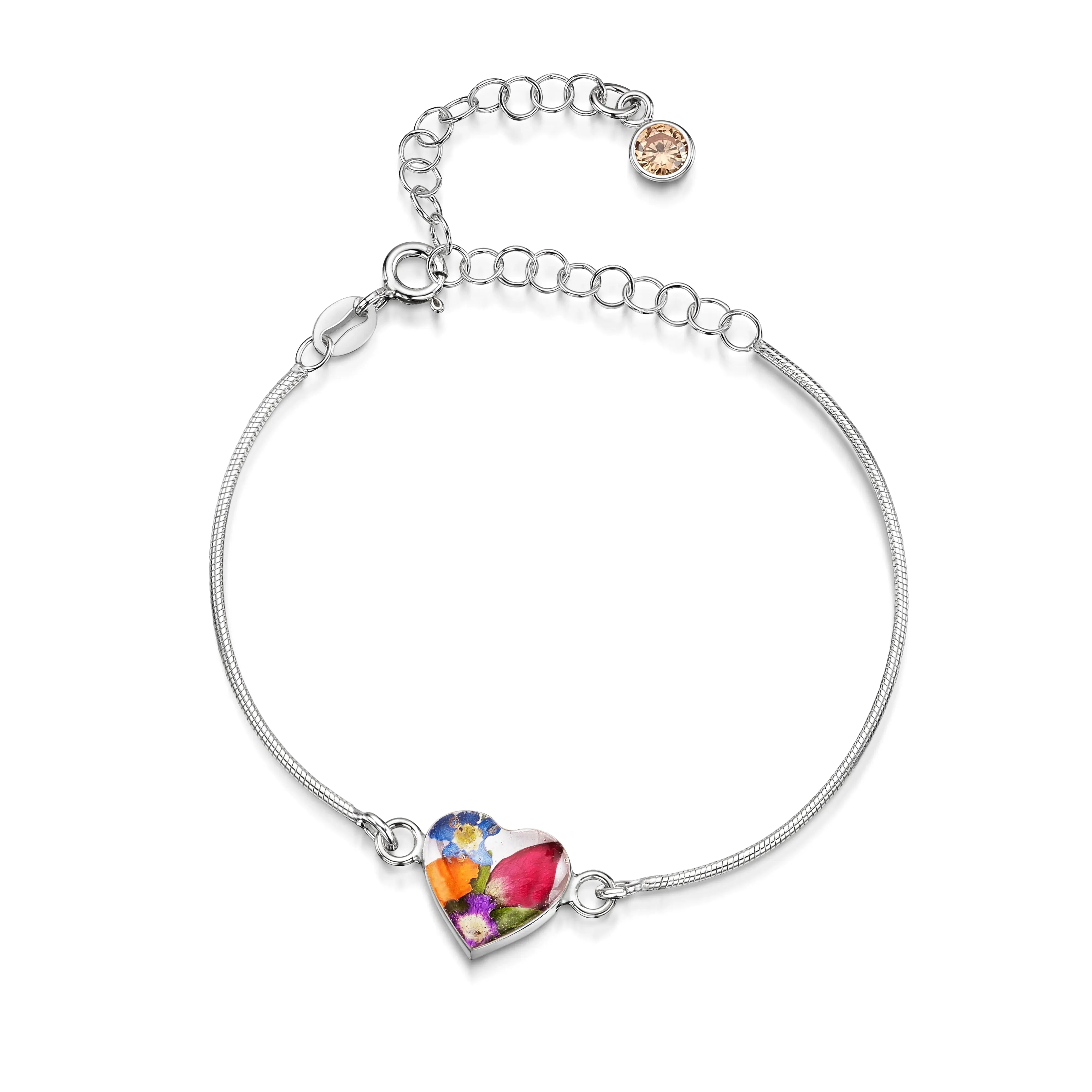 Pulseiras personalizadas de flores com pedra do mês em prata esterlina | Violeta Gritante®