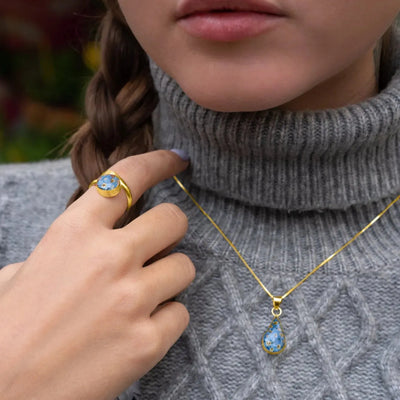 Collana con pendente a goccia Non Mi Scordar di Te - Argento placcato oro