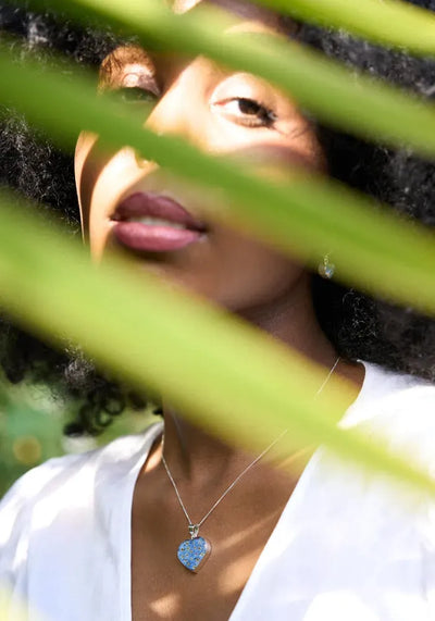 Ciondolo d'argento - Non ti scordar di me - Cuore medio