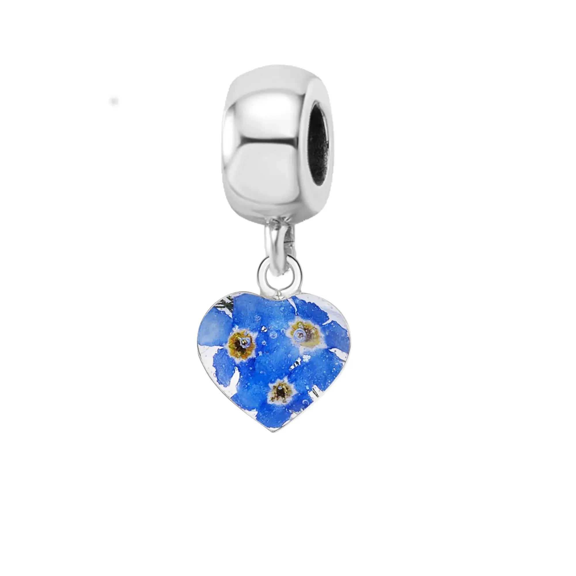 Pendentif artisanal en vraie fleur | Argent sterling | Convient à la plupart des bracelets à breloques populaires
