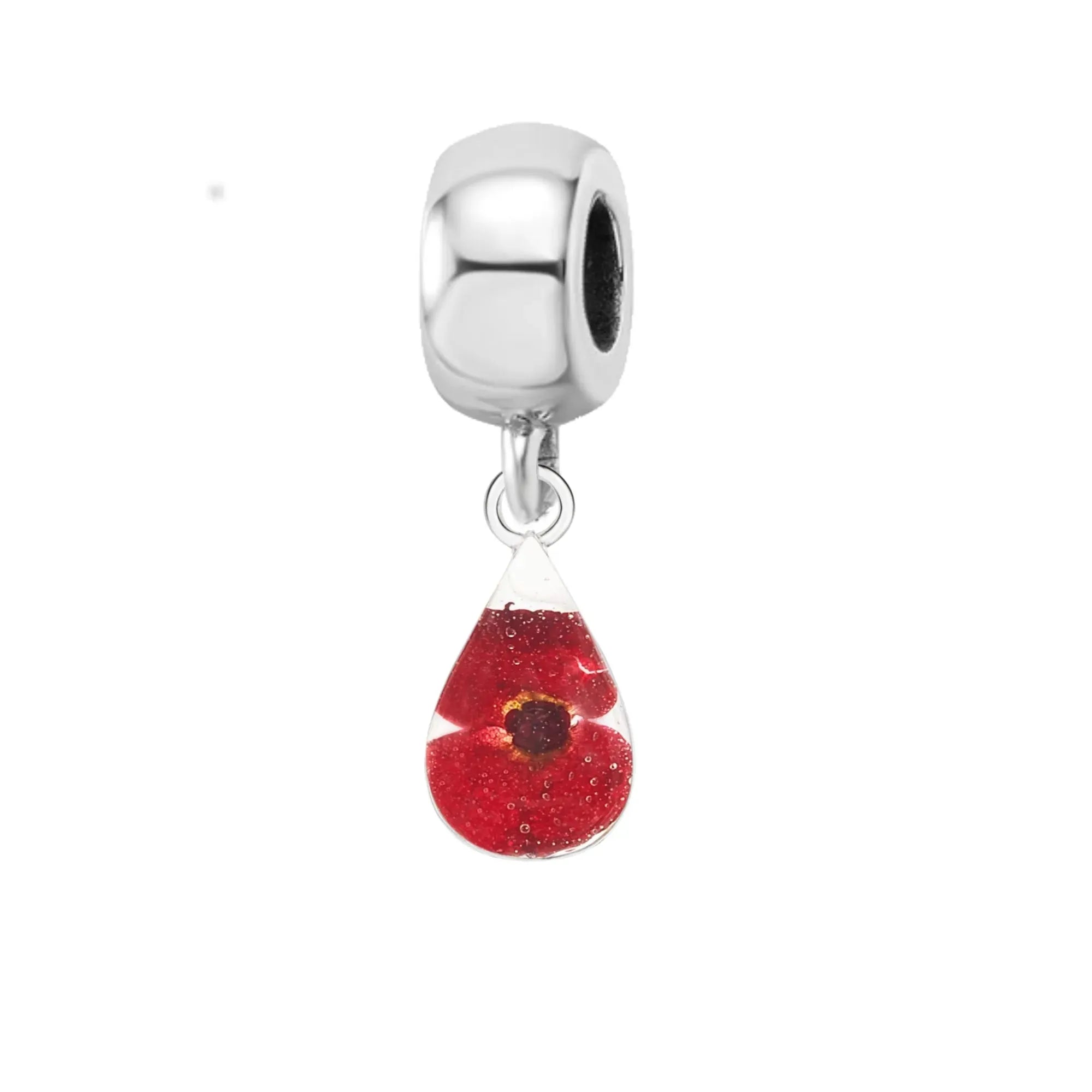 Pendentif artisanal en vraie fleur | Argent sterling | Convient à la plupart des bracelets à breloques populaires
