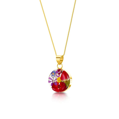 Rond hangertje van sterling zilver met echte bloemen van Shrieking Violet®