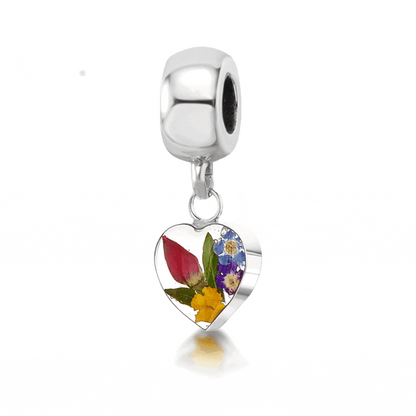 Pendentif artisanal en vraie fleur | Argent sterling | Convient à la plupart des bracelets à breloques populaires