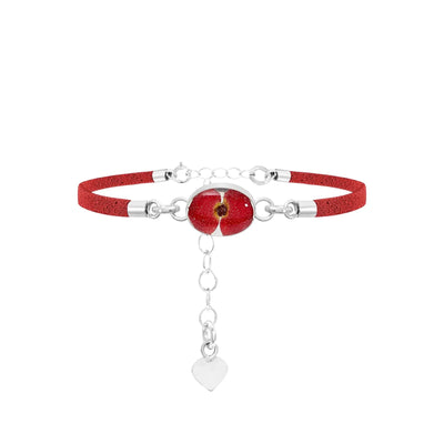 Vegan suede bracelet with real flowers set in Sterling Silver - Perfect gift for teacher