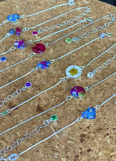 Personalized Sterling Silver Birthstone Flower Bracelets | Shrieking Violet®