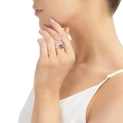 Flower ring by Shrieking Violet® Sterling silver adjustable size ring with rose, forget-me not real flowers. Ideal fashion gift for wifes birthday.