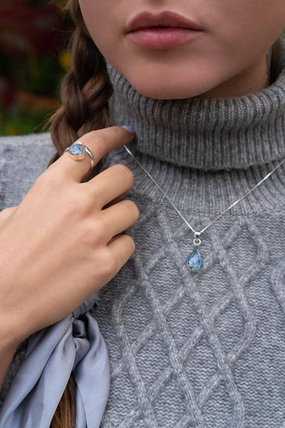 Forget-me-not ring by Shrieking Violet® Sterling silver adjustable size ring with forget me not flowers. Ideal gift for mothers day, mums birthday