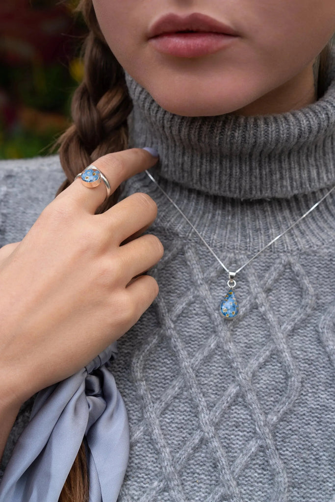 Forget-me-not ring by Shrieking Violet® Sterling silver adjustable size ring with forget me not flowers. Ideal gift for mothers day, mums birthday
