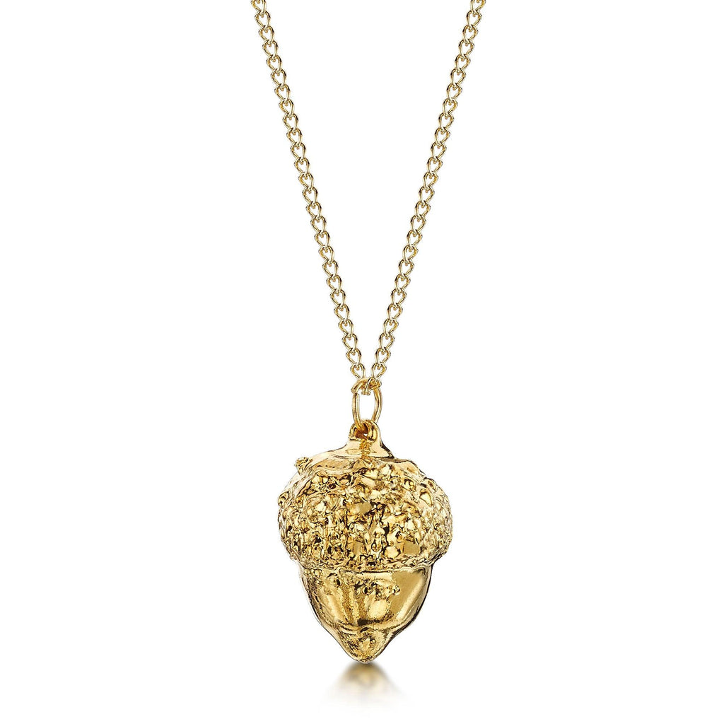 Gold Plated Leaf Necklace with a real Acorn leaf dipped in gold - 24" chain & giftbox