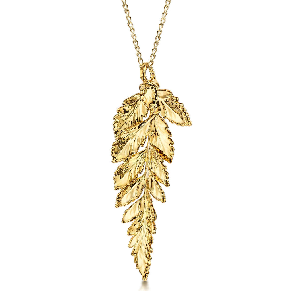 Gold Plated Leaf Necklace with a real fern leaf dipped in gold - 24" chain & giftbox
