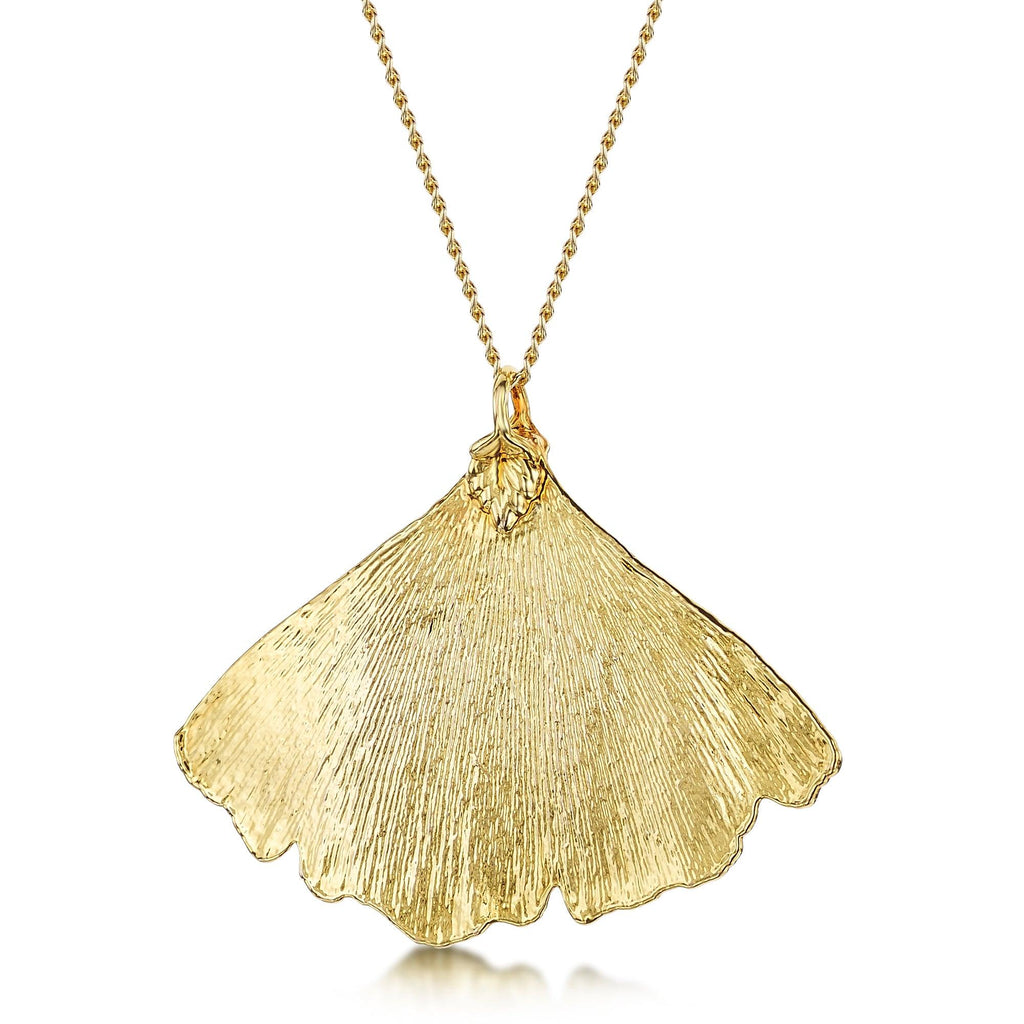 Gold Plated Leaf Necklace with a real Ginkgo leaf dipped in gold - 24" chain & giftbox