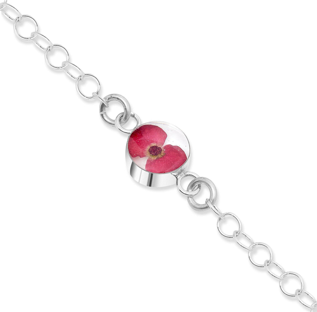 Poppy bracelet by Shrieking Violet Sterling silver link chain handmade with a flower - Funky fashionable jewellery gift
