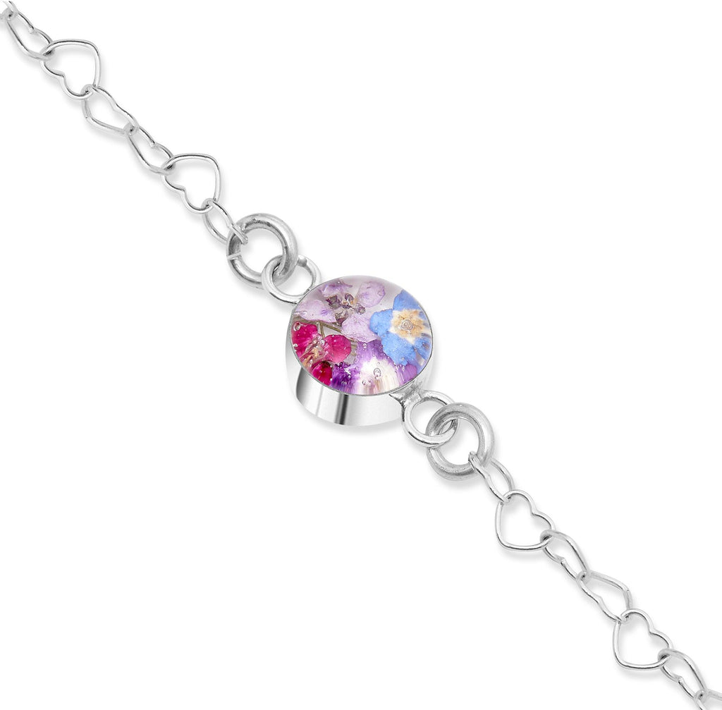 Silver Bracelet - Heart Link chain - Purple haze - Heart