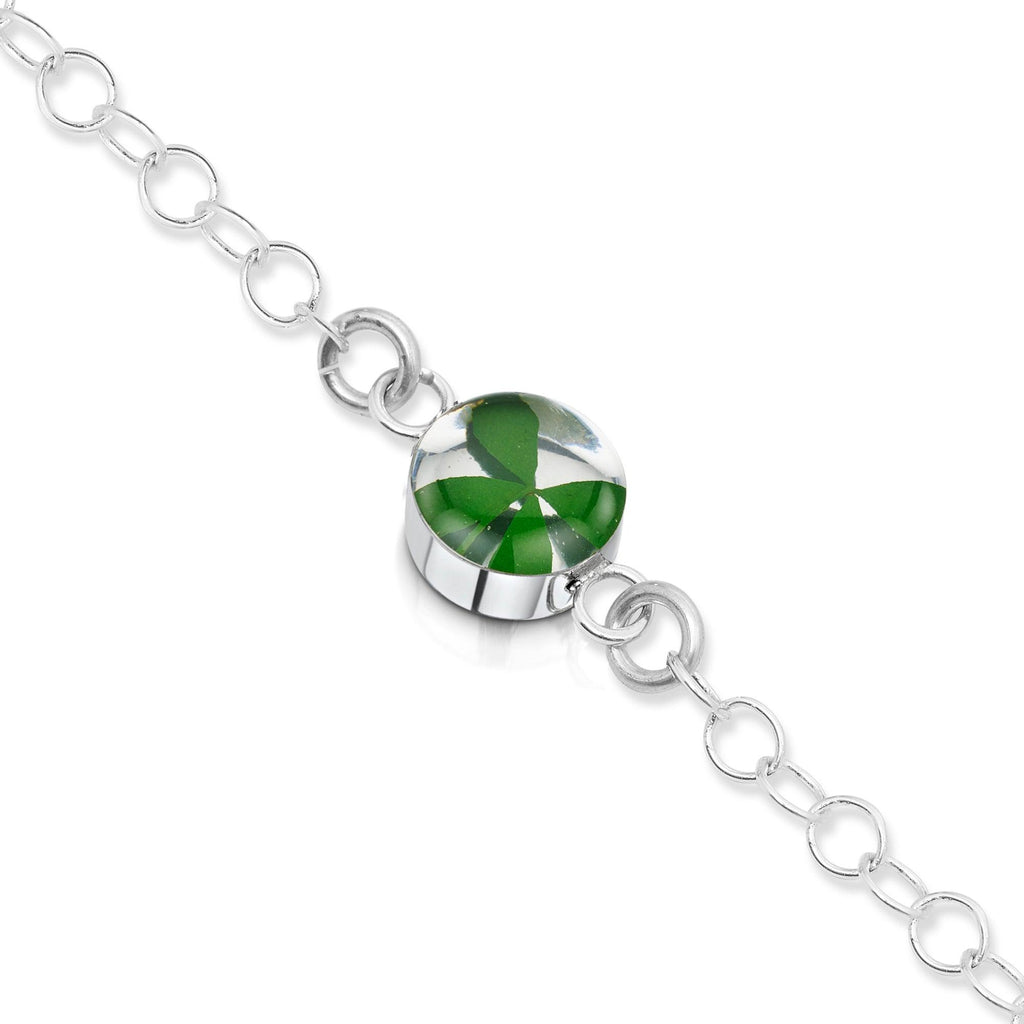 Silver Bracelet - Silver Link chain - Clover - Round