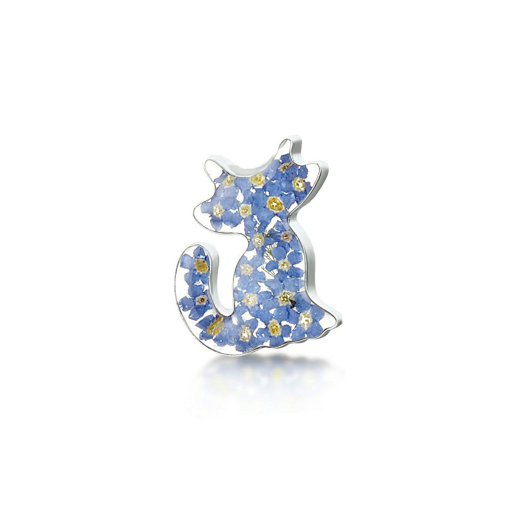 Silver Brooch - Forget Me Not - Cat