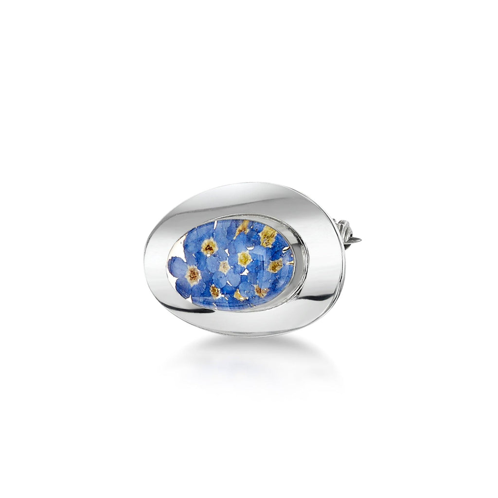 Silver Brooch - Forget-Me-Not - Oval