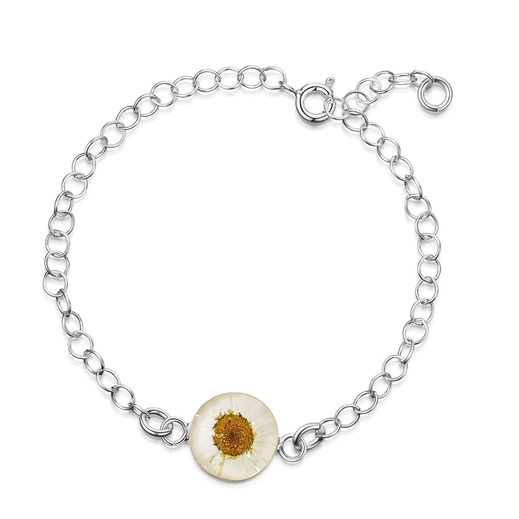 Sterling Silver Bracelet - Round-Link Chain - Daisy - Round