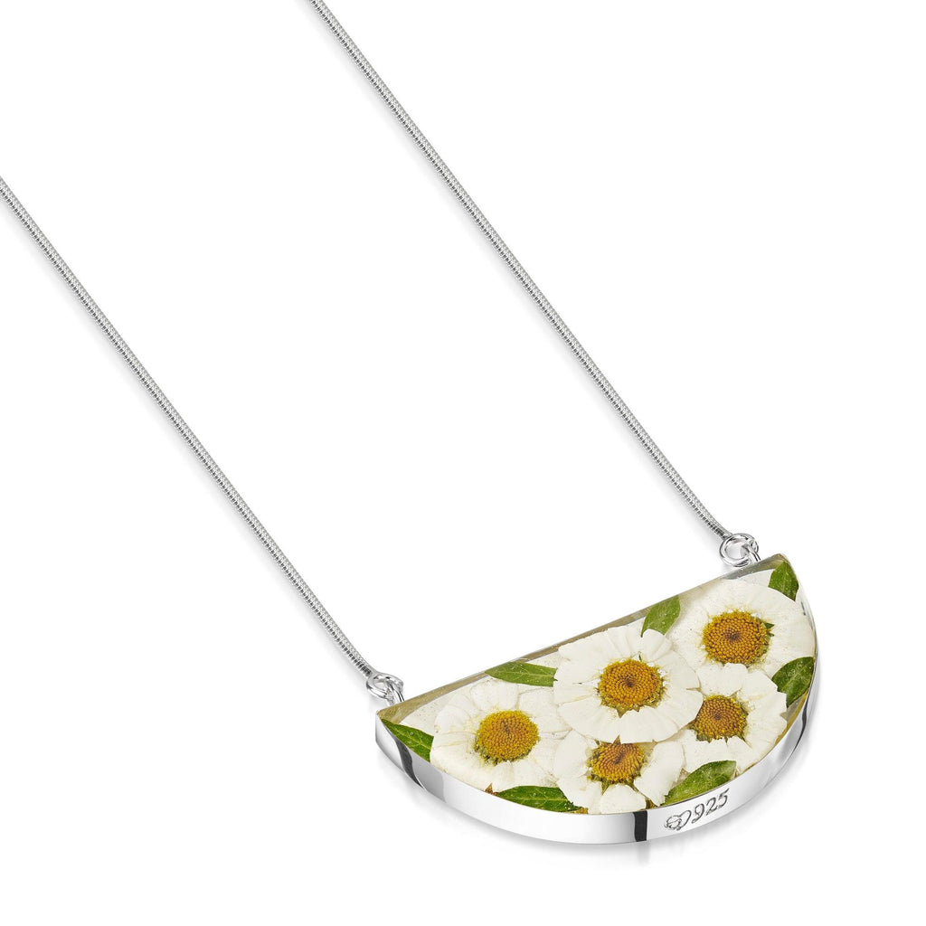 Sterling silver snake chain necklace | Daisy | Half Moon