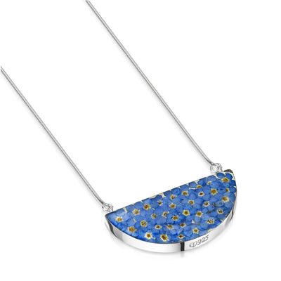 Sterling silver snake chain necklace | Forget me not | Half Moon