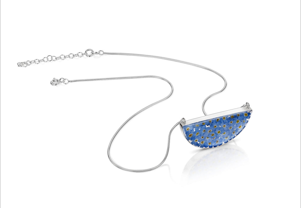 Sterling silver snake chain necklace | Forget me not | Half Moon